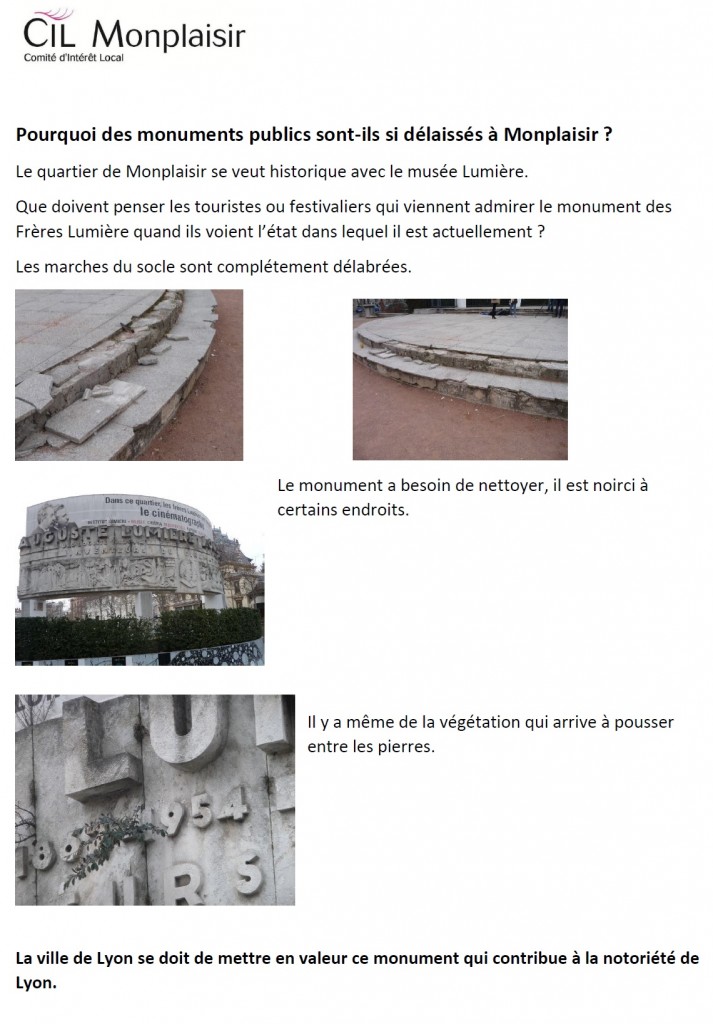CIL Monplaisir - Dossiers - Etats des lieux des monuments de Monplaisir