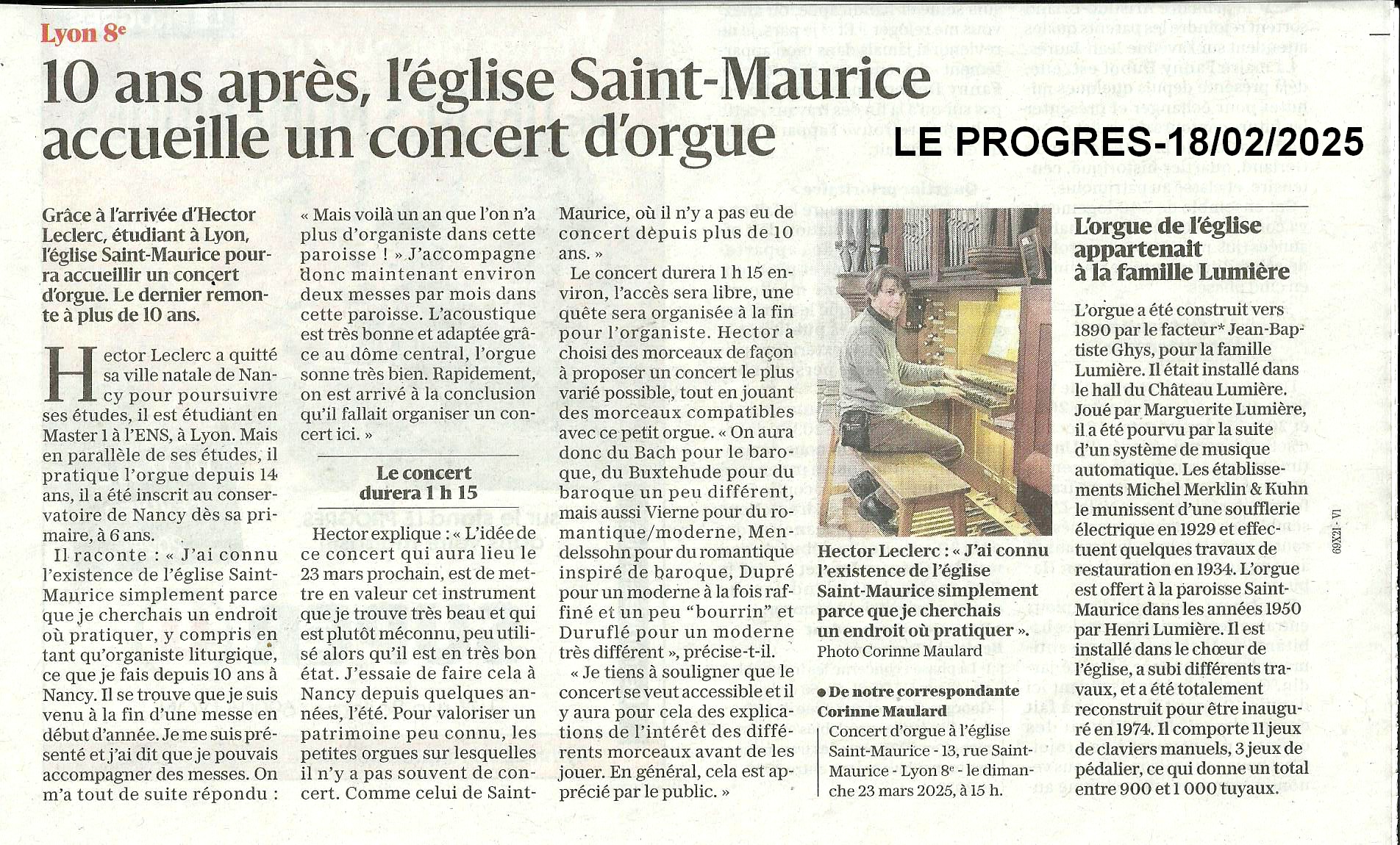 Cil Monplaisir - Concert d'orgues à l'église Saint Maurice