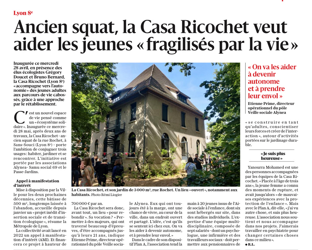 CIL Monplaisir : article Le Progres sur la Casa Ricochet