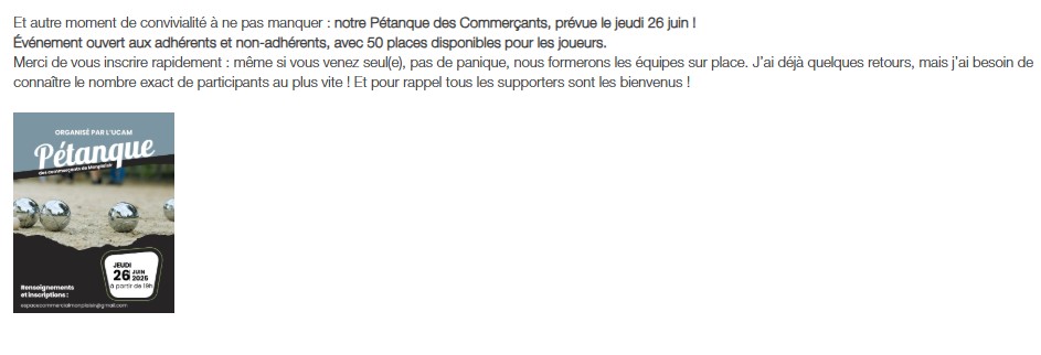 Animations proposées par les commerçants en mai et juin 2025