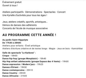 CIL Monplaisir - Festival des activités Kyrielles