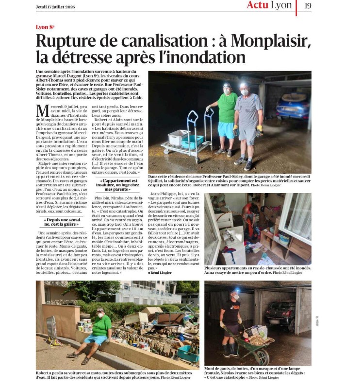 CIL Monplaisir : Rupture de canalisation dans le quartier de Lyon Monplaisir