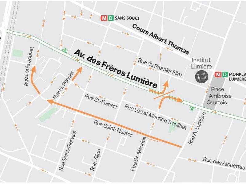 CIL Monplaisir : Plan de circulation Avenue des Frères Lumière le 30 août 2025